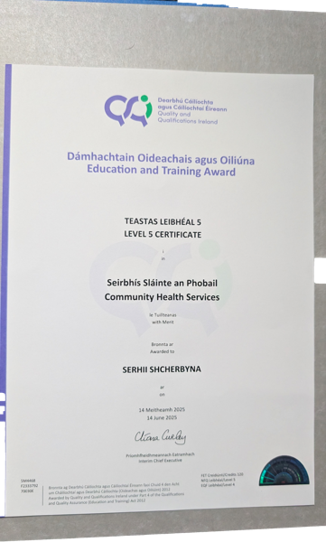 QQI Level 4 — English as a Second Language (Distinction)